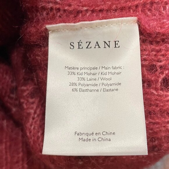 Rare! EUC Sezane Rosa Reversible Mohair Wool Pointelle Sweater Rosewood Small - Picture 7 of 8